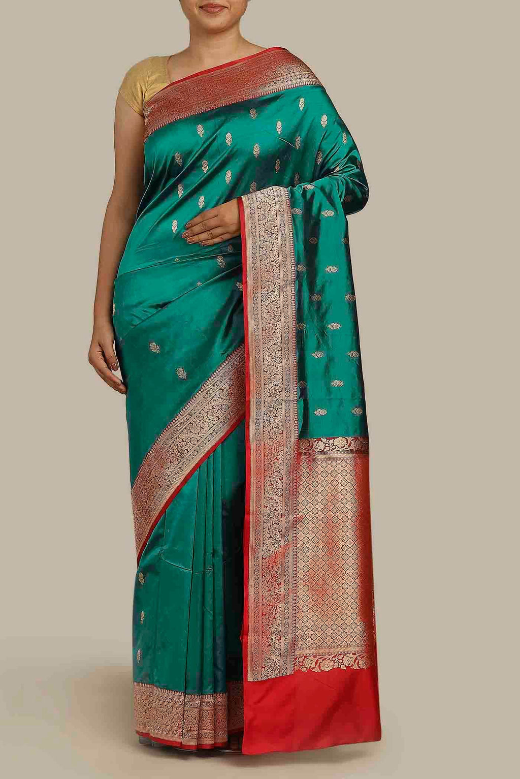 Green Banarasi Katan Silk Saree