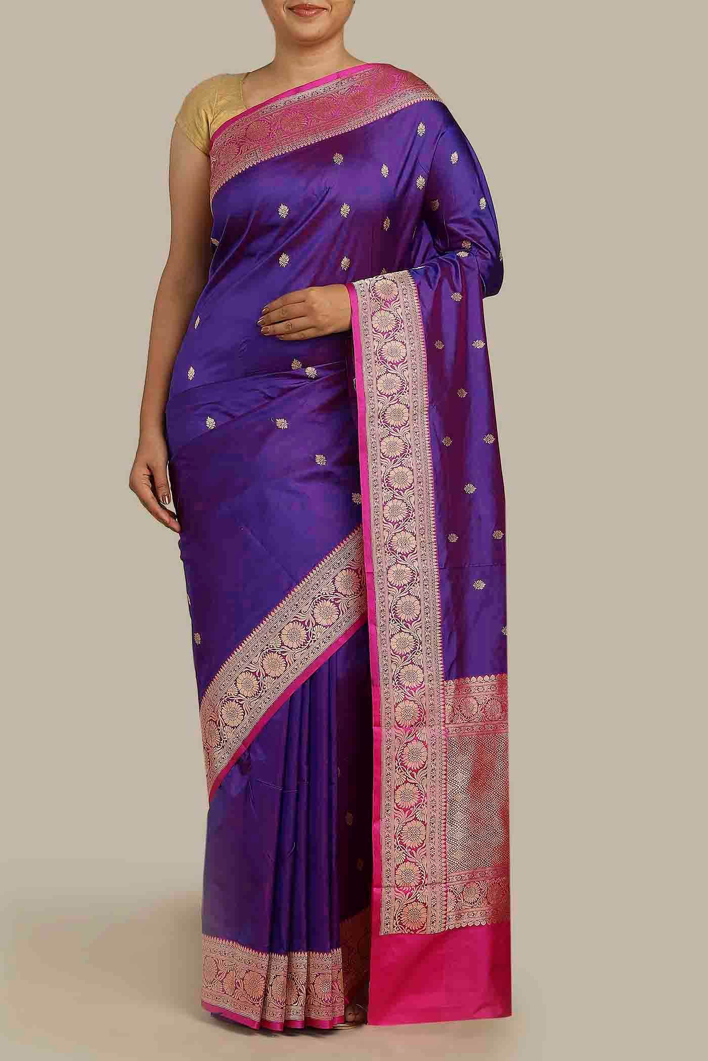 Blue Banarasi Katan Silk Saree