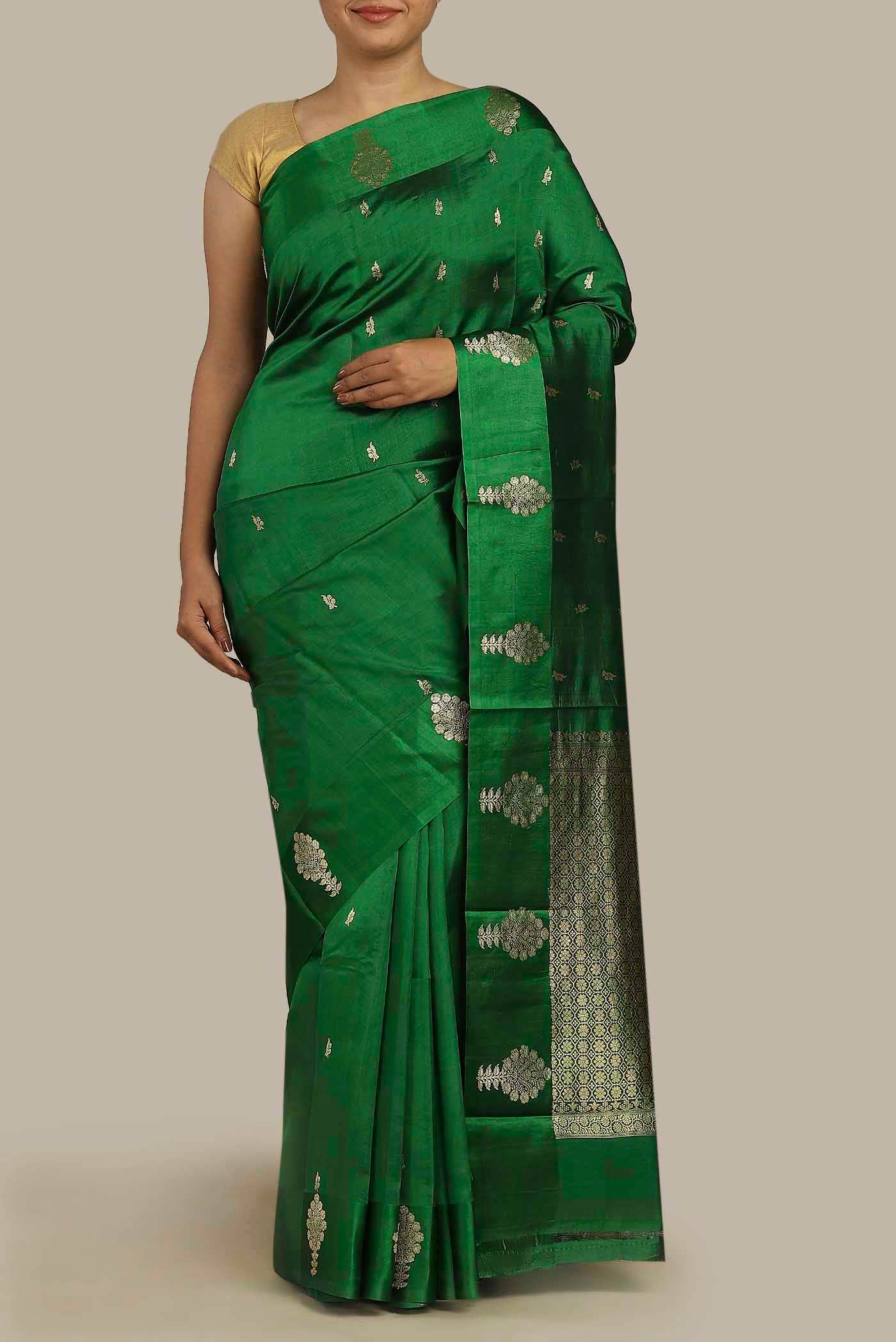 Green Banarasi Katan Silk Saree