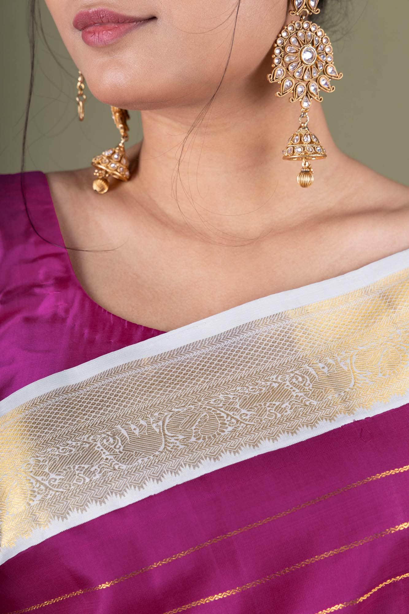 Pure Silk Pure Zari Magenta Kanchipuram Saree