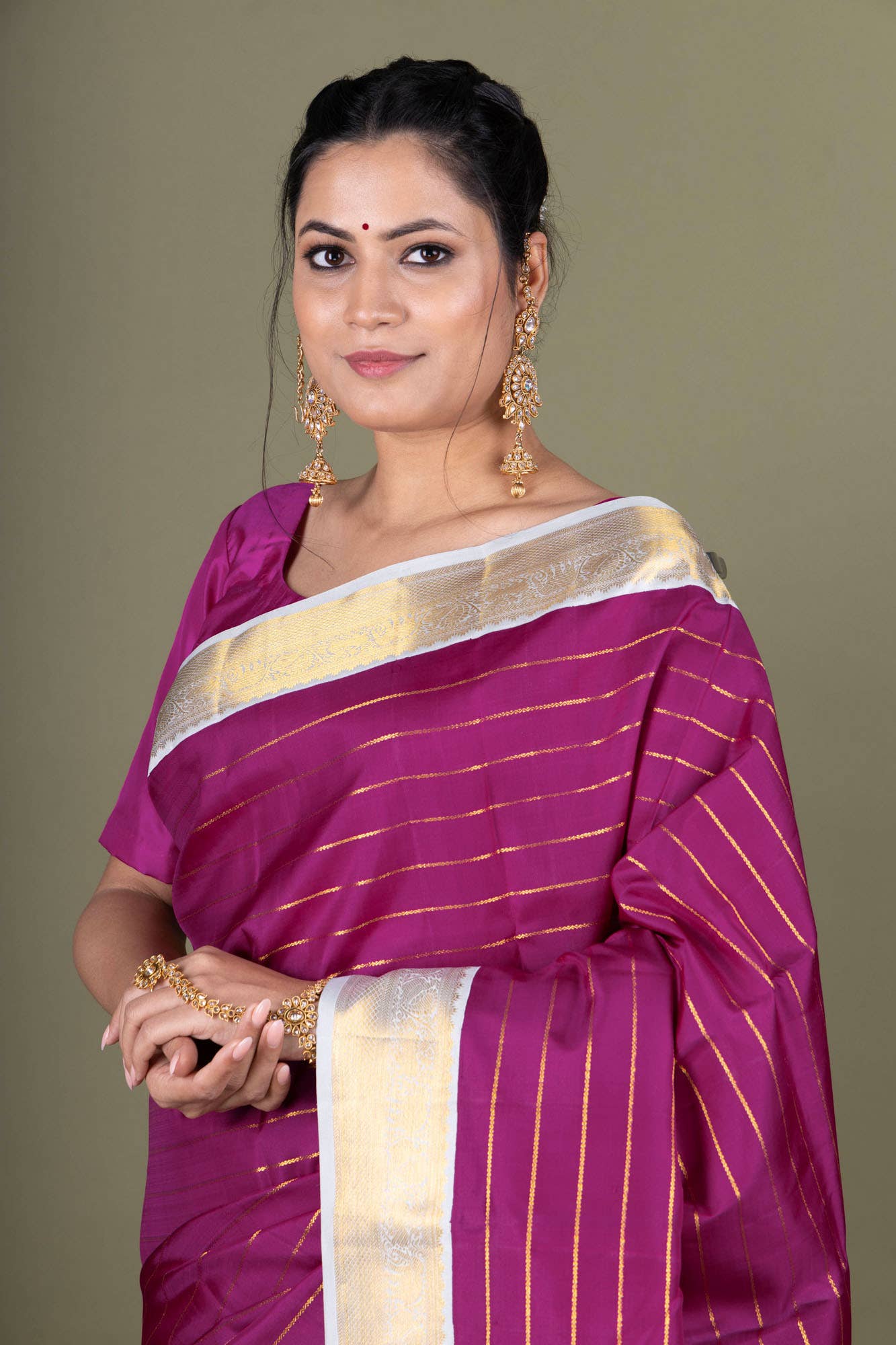 Pure Silk Pure Zari Magenta Kanchipuram Saree