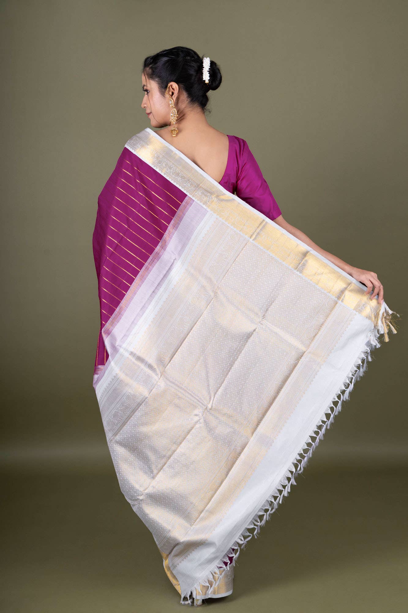 Pure Silk Pure Zari Magenta Kanchipuram Saree