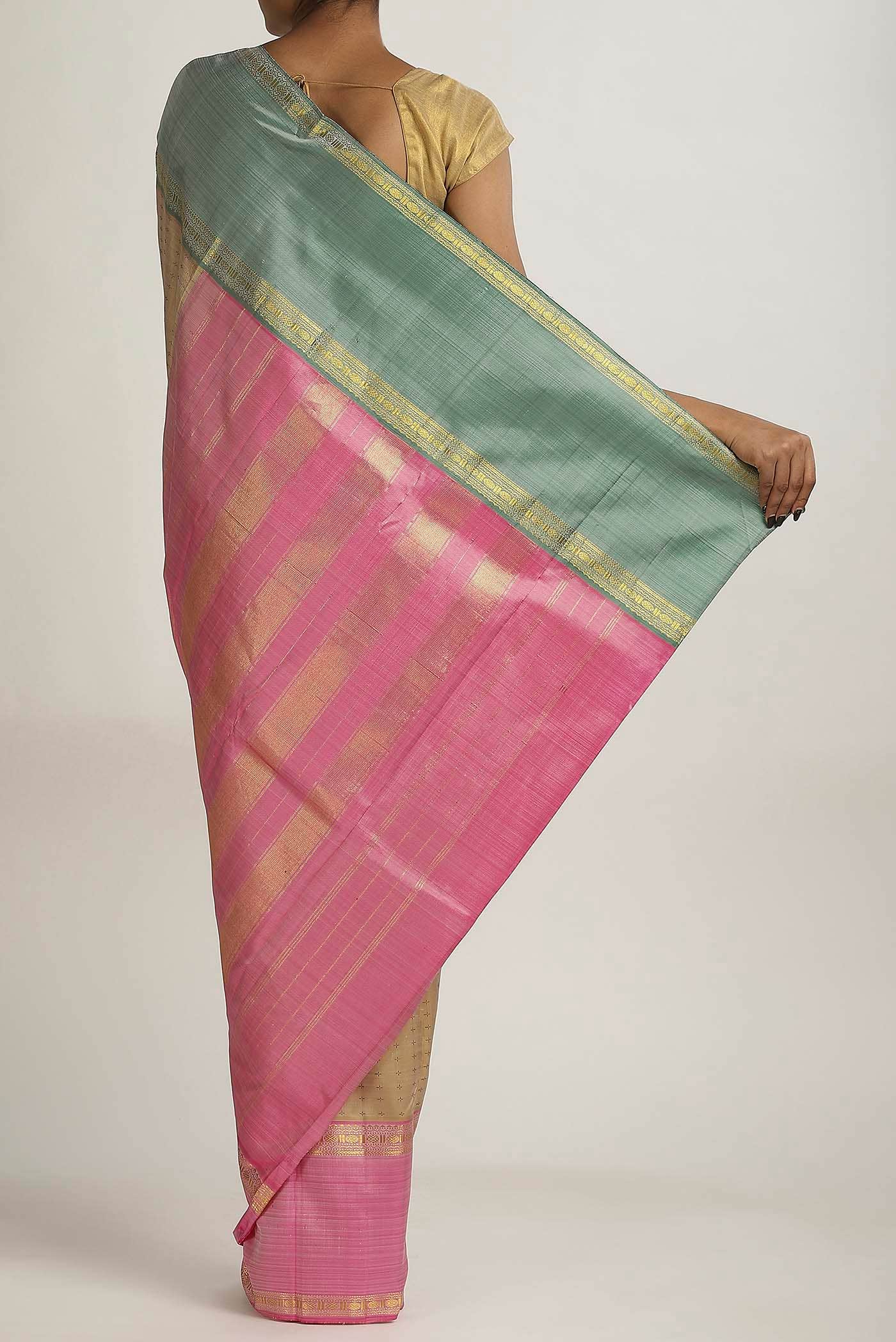 Beige Kanchipuram Silk Saree
