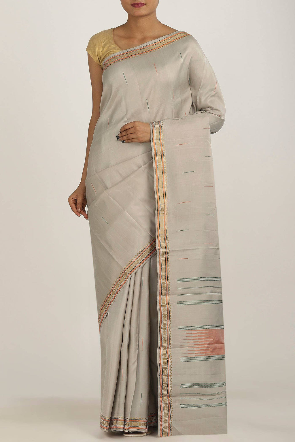 Beige Kanchipuram Silk Saree