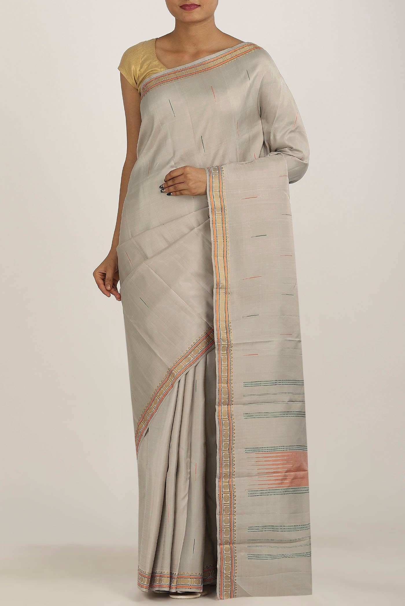 Beige Kanchipuram Silk Saree