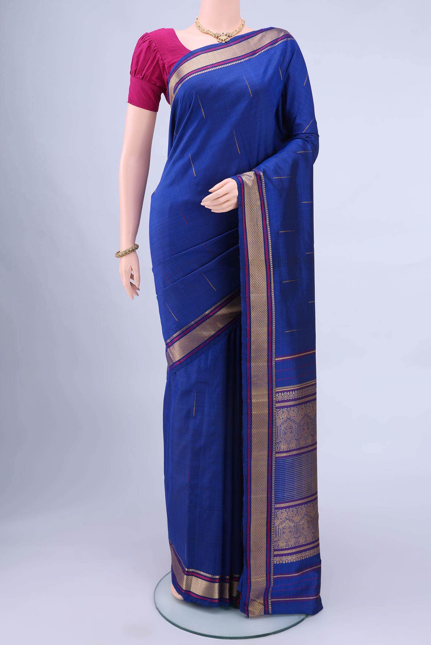 Navy Blue Kanchipuram Silk Saree
