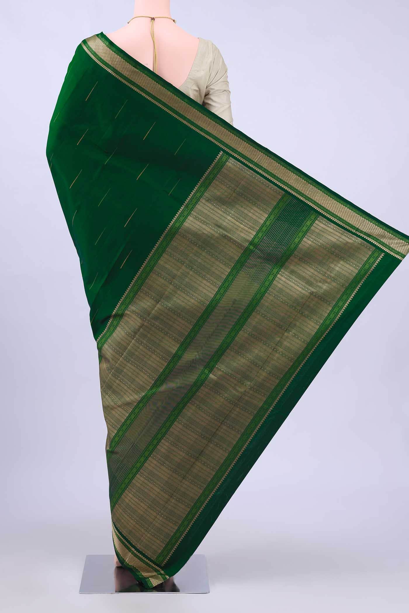 Bottle Green Kanchipuram Silk Saree