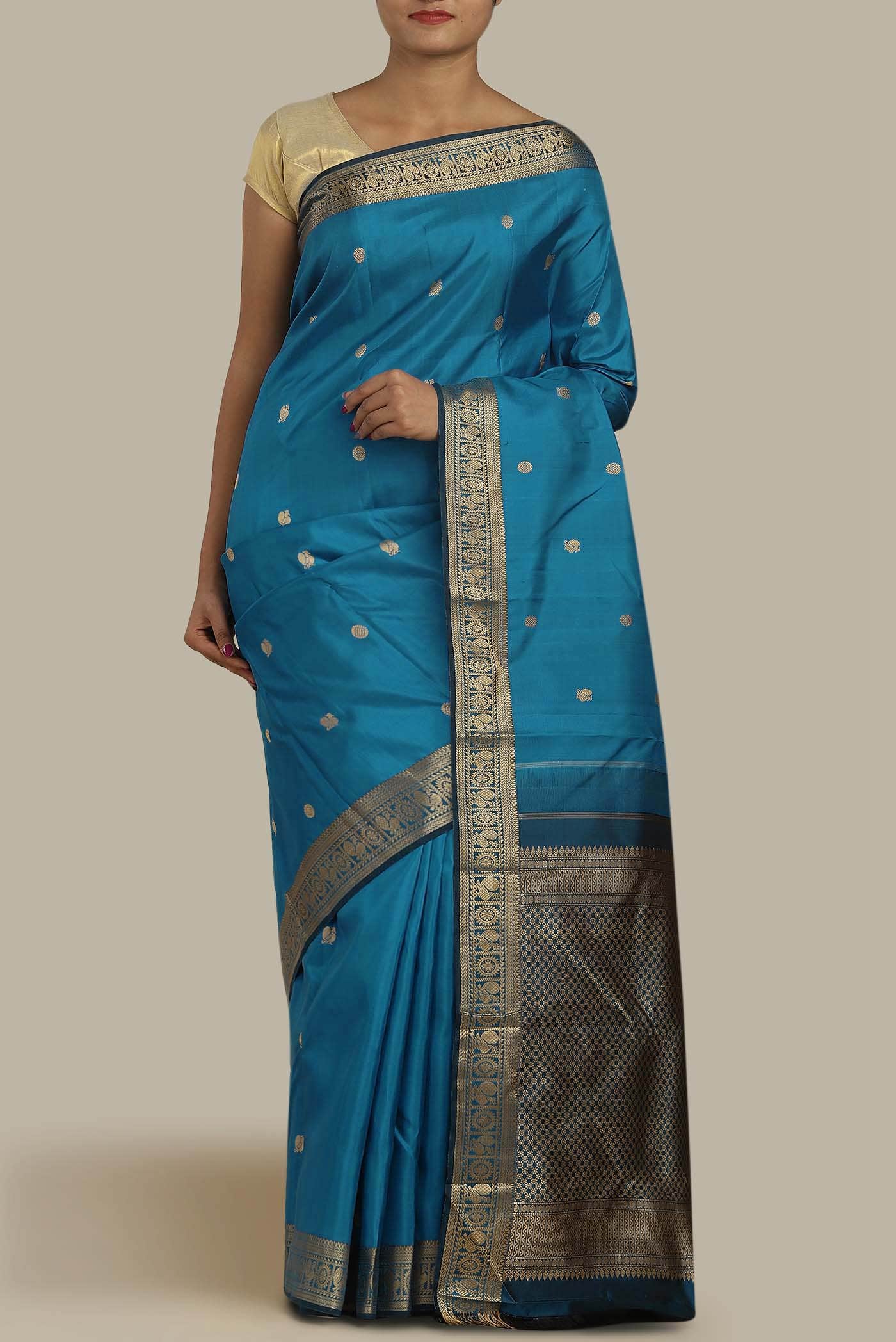 Blue Kanchipuram Silk Saree