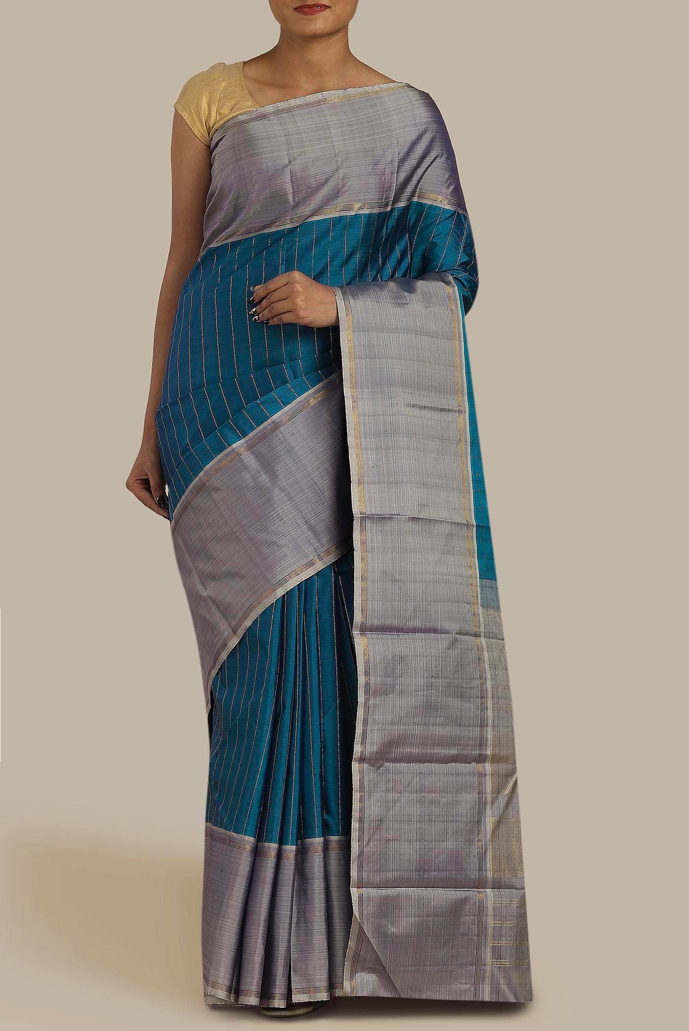 Blue Kanchipuram Silk Saree
