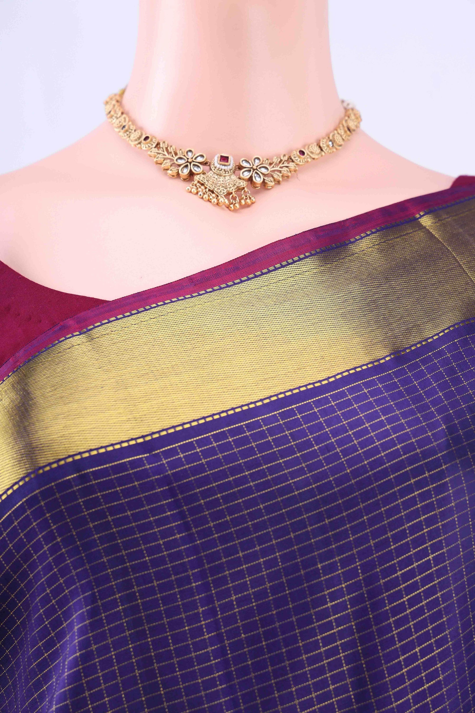Navy Blue Kanchipuram Silk Saree