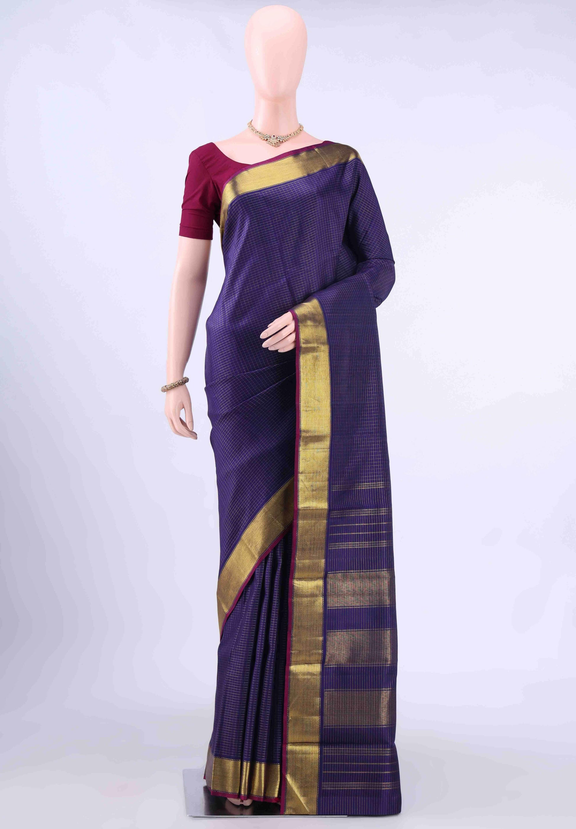 Navy Blue Kanchipuram Silk Saree