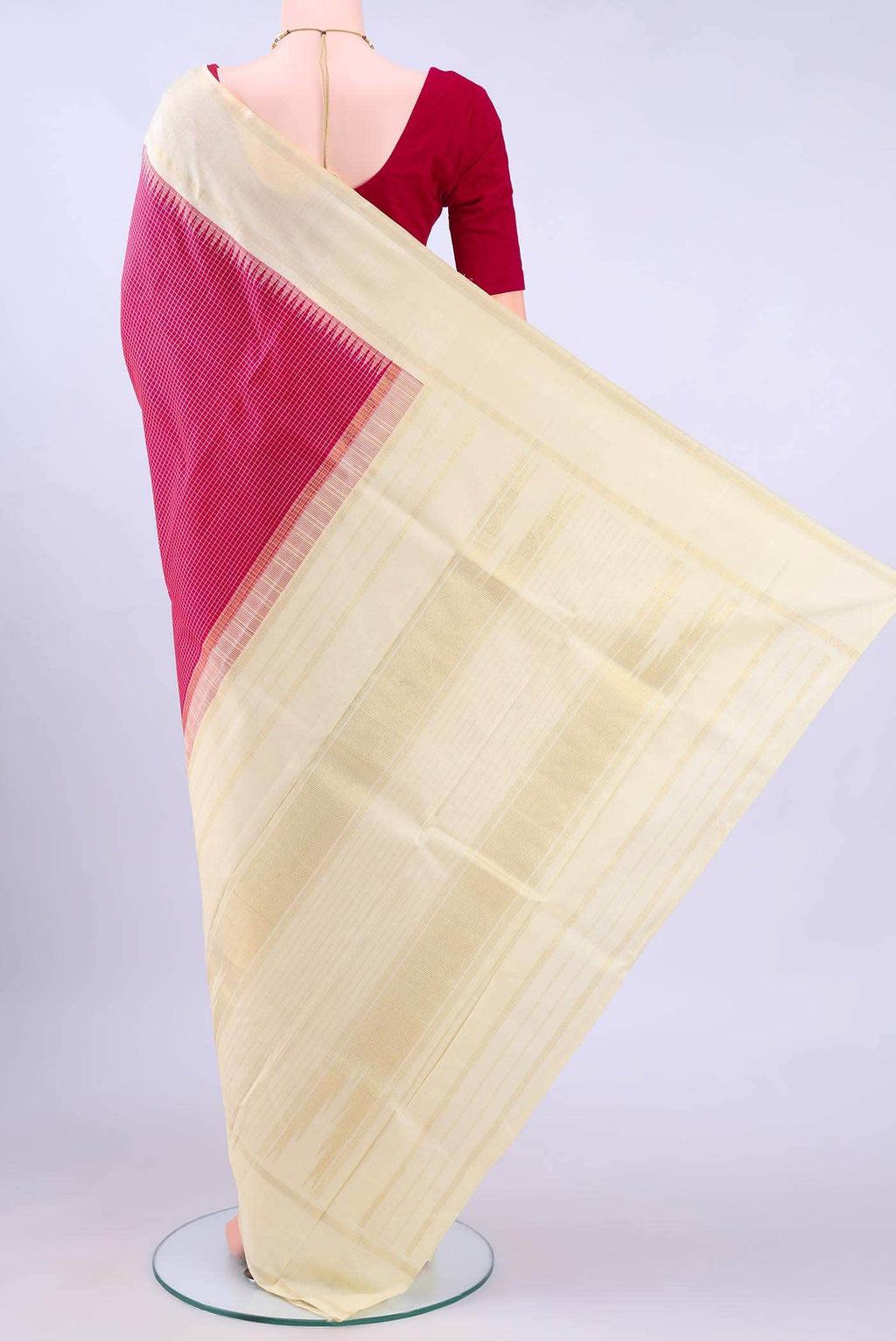 Dark Pink Kanchipuram Silk Saree