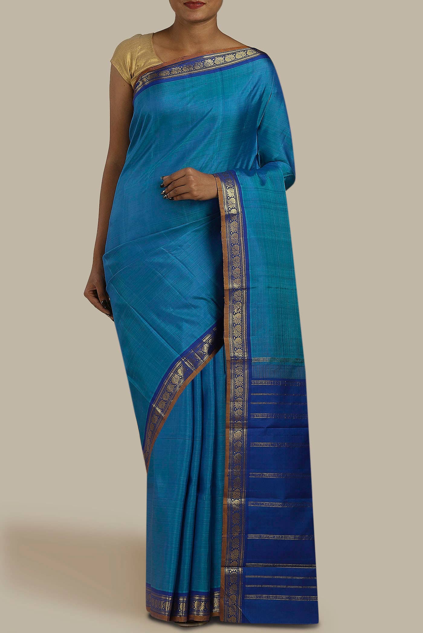 Blue Kanchipuram Silk Saree
