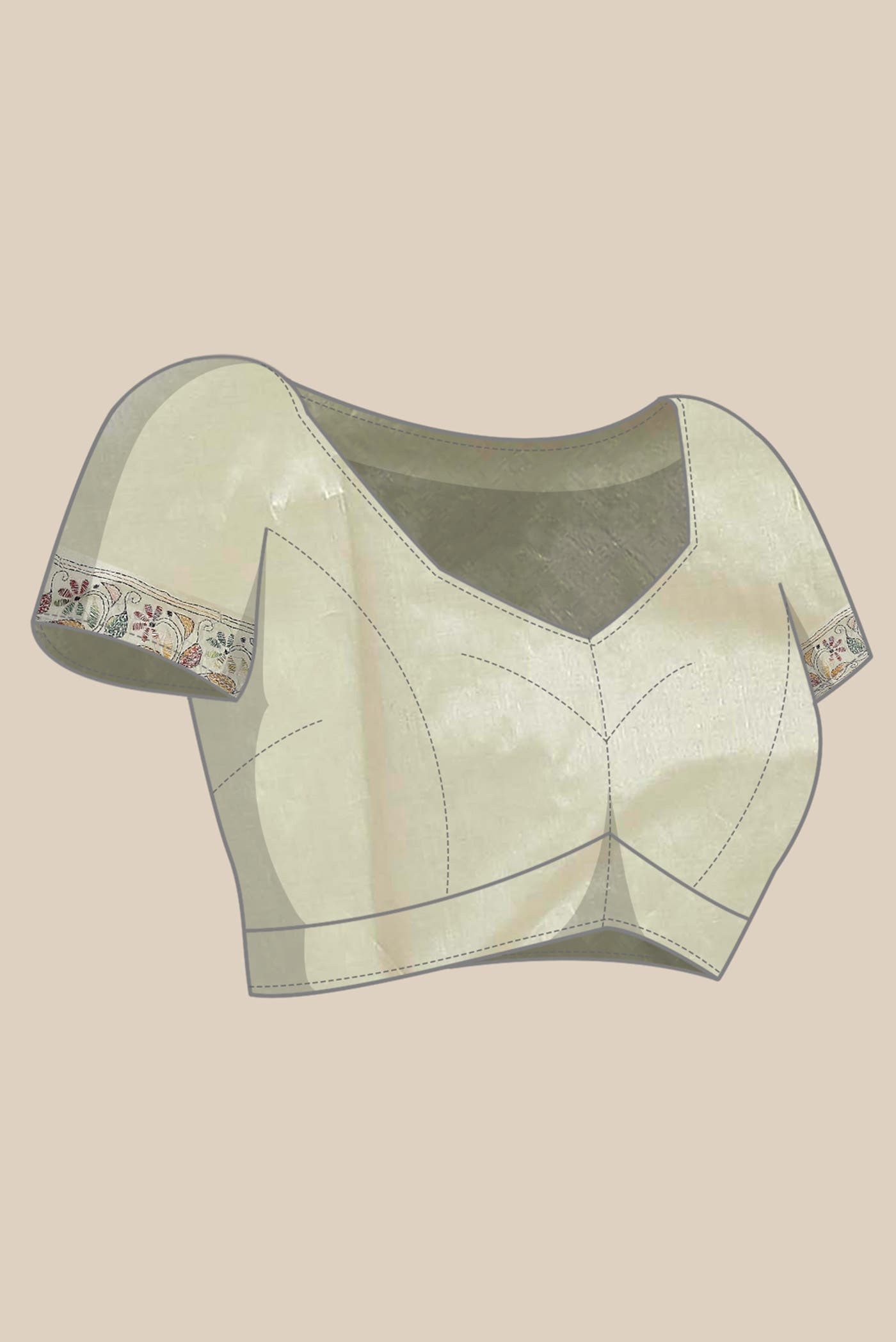Cream Tussar Silk Saree