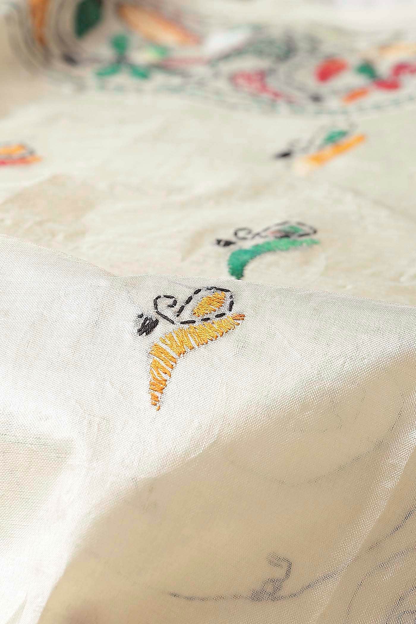 Cream Tussar Silk Saree
