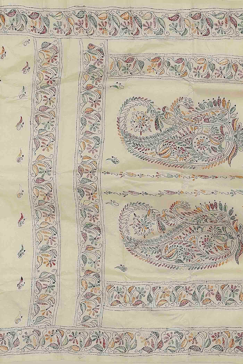 Cream Tussar Silk Saree