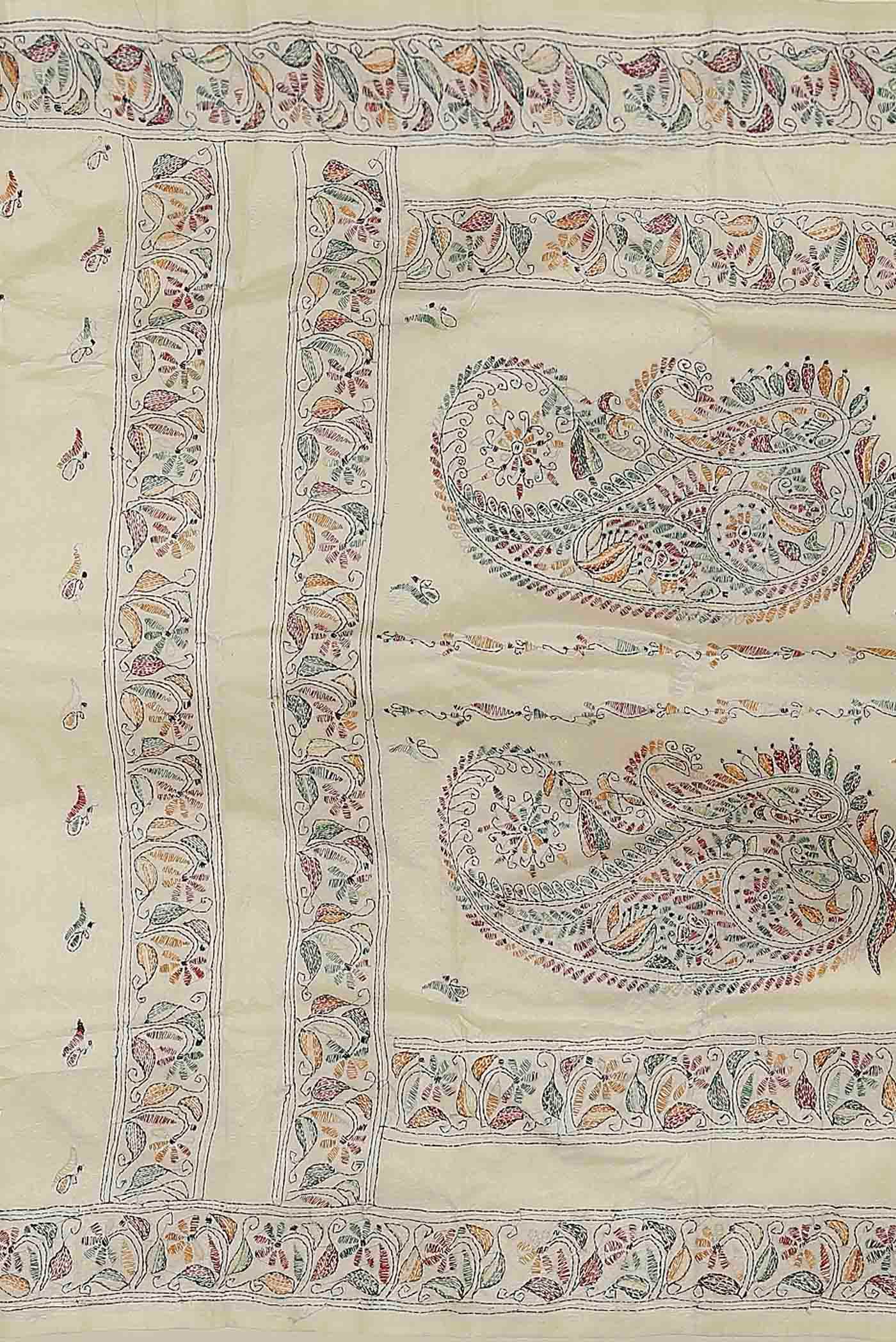 Cream Tussar Silk Saree