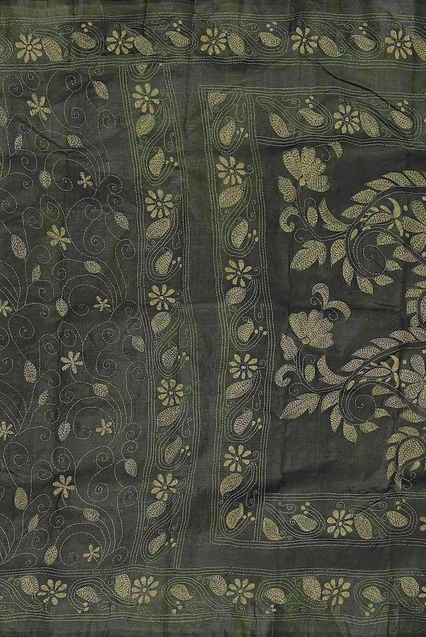 Green Bhagalpuri Tussar Silk Saree