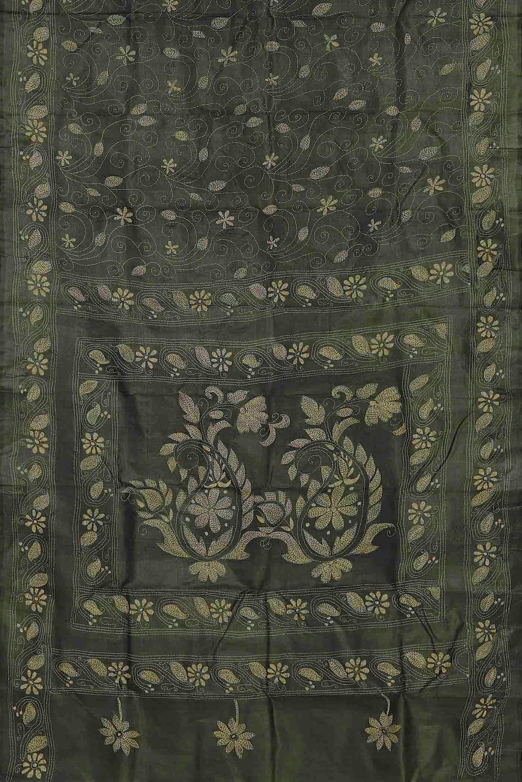 Green Bhagalpuri Tussar Silk Saree