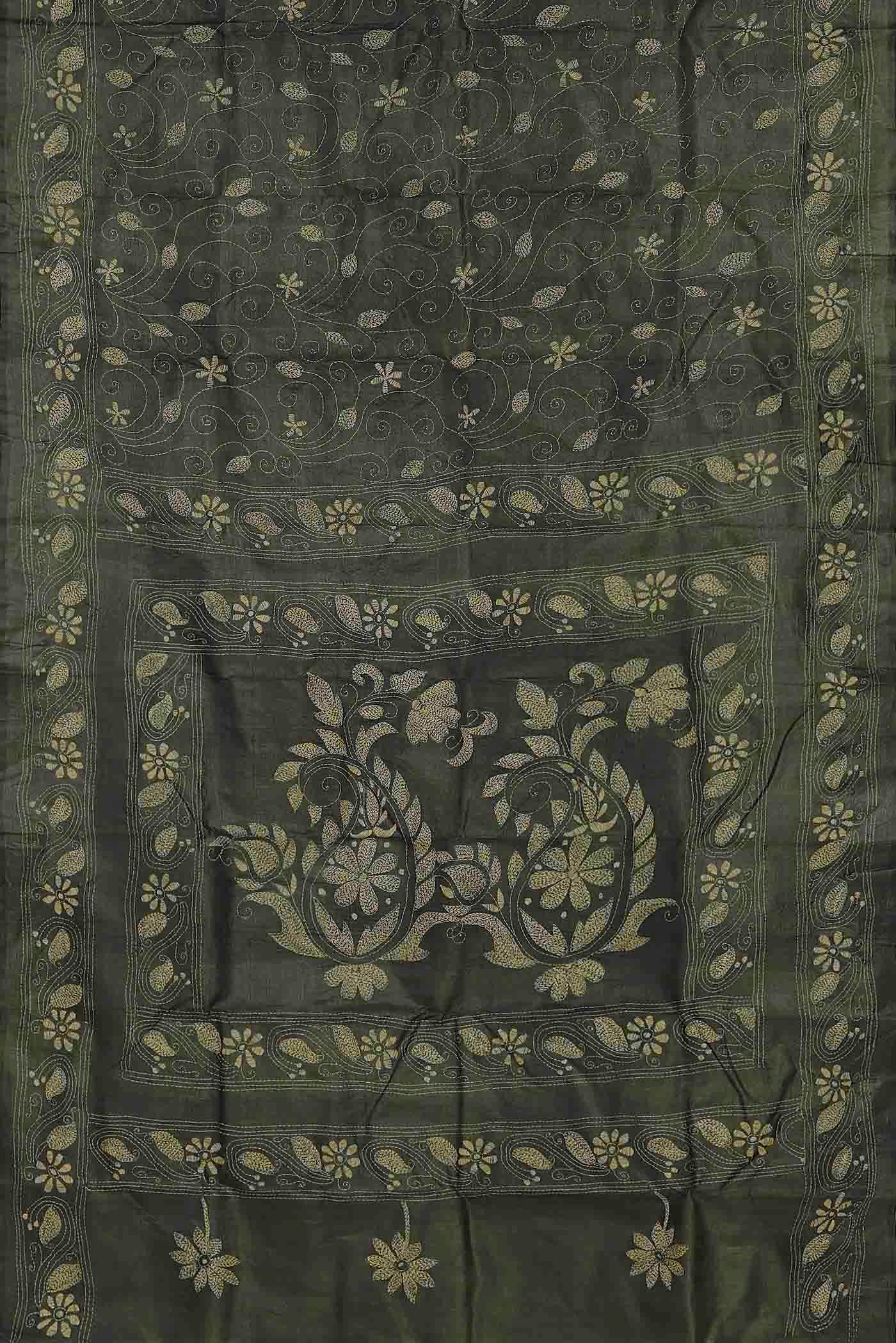 Green Bhagalpuri Tussar Silk Saree