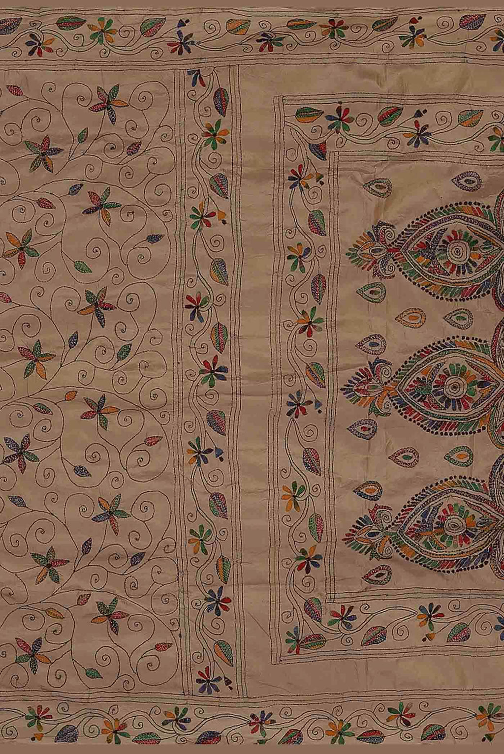Beige Dual Tone Tussar Silk Saree
