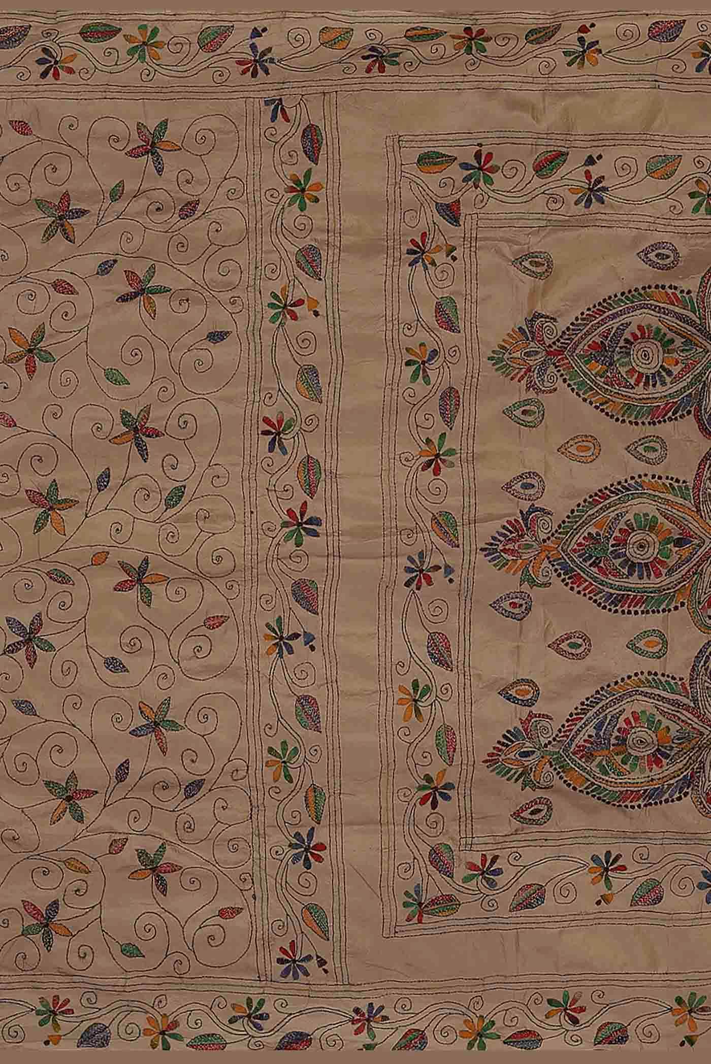 Beige Dual Tone Tussar Silk Saree