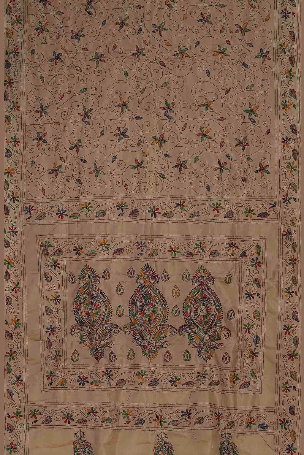 Beige Dual Tone Tussar Silk Saree