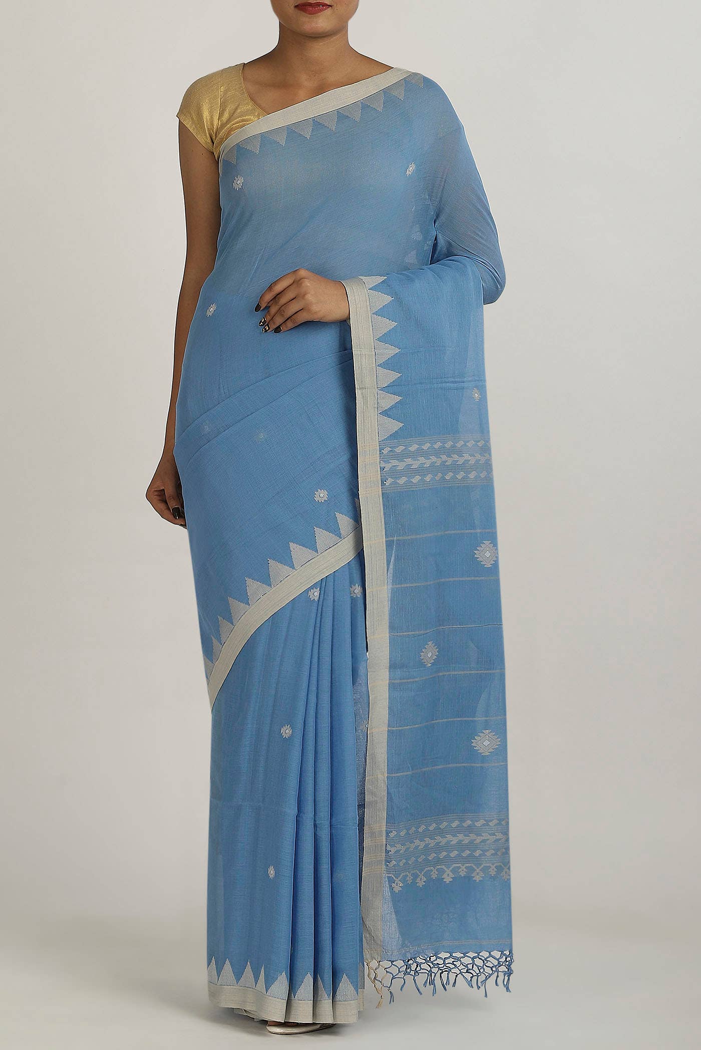 Blue Bengal Cotton Saree