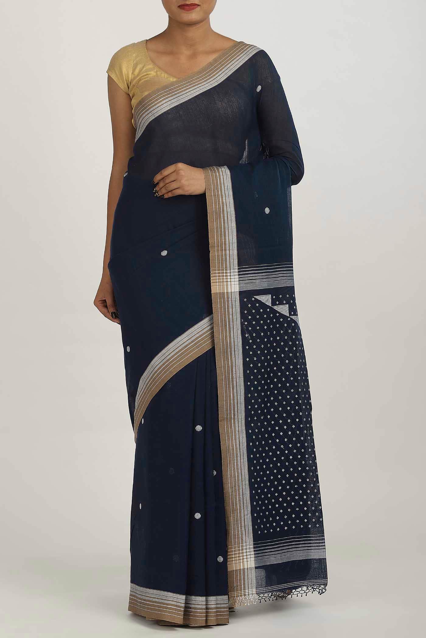 Blue Bengal Cotton Saree