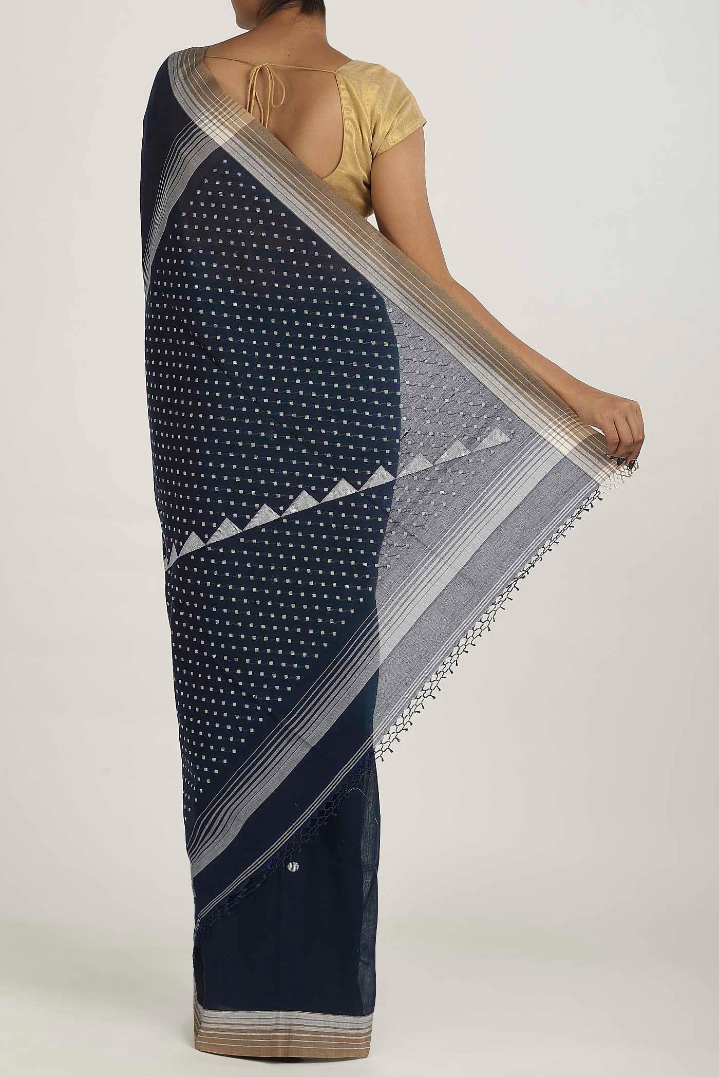Blue Bengal Cotton Saree