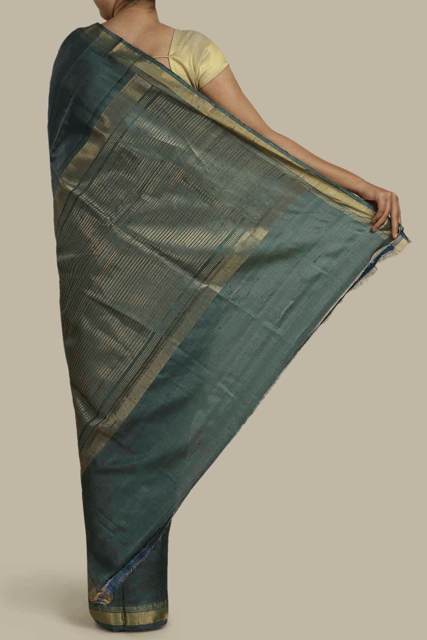 Green Bhagalpuri Tussar Silk Saree