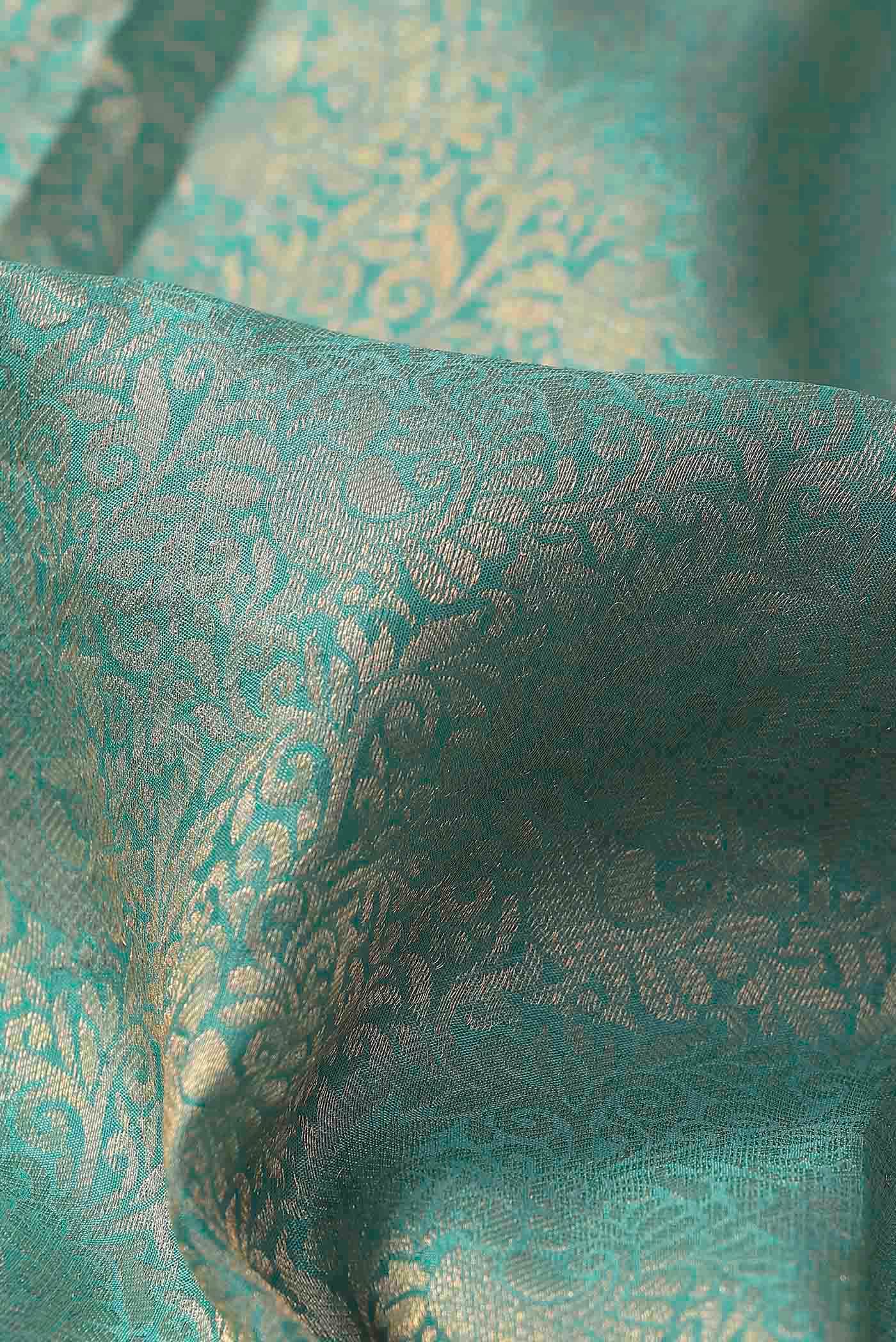 Turquoise Mysore Crepe Saree