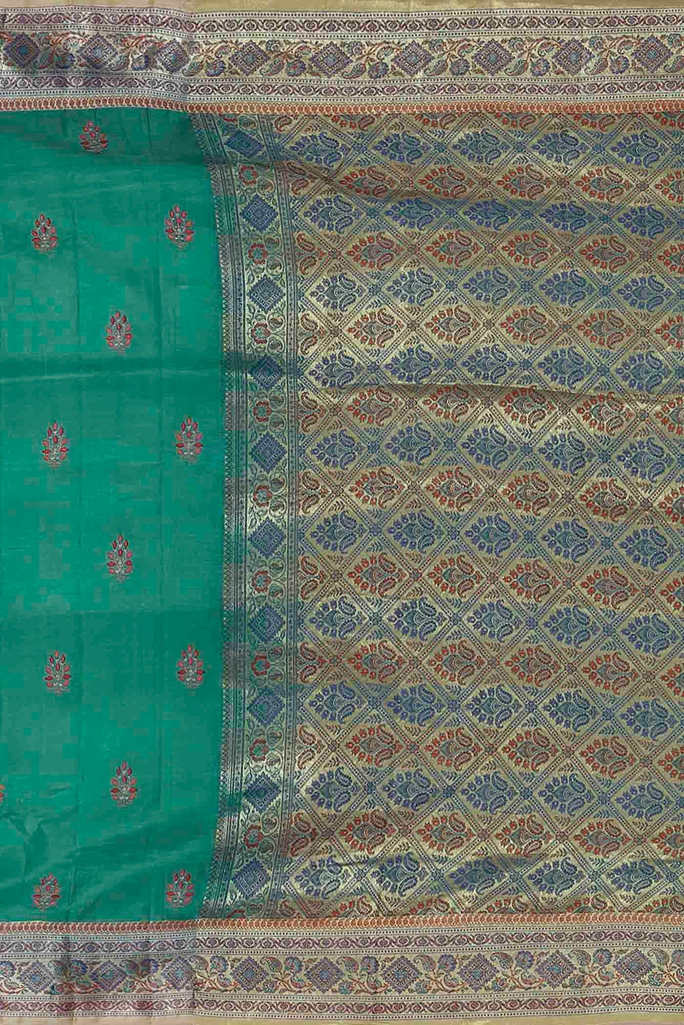 Green Banarasi Tussar Silk Saree