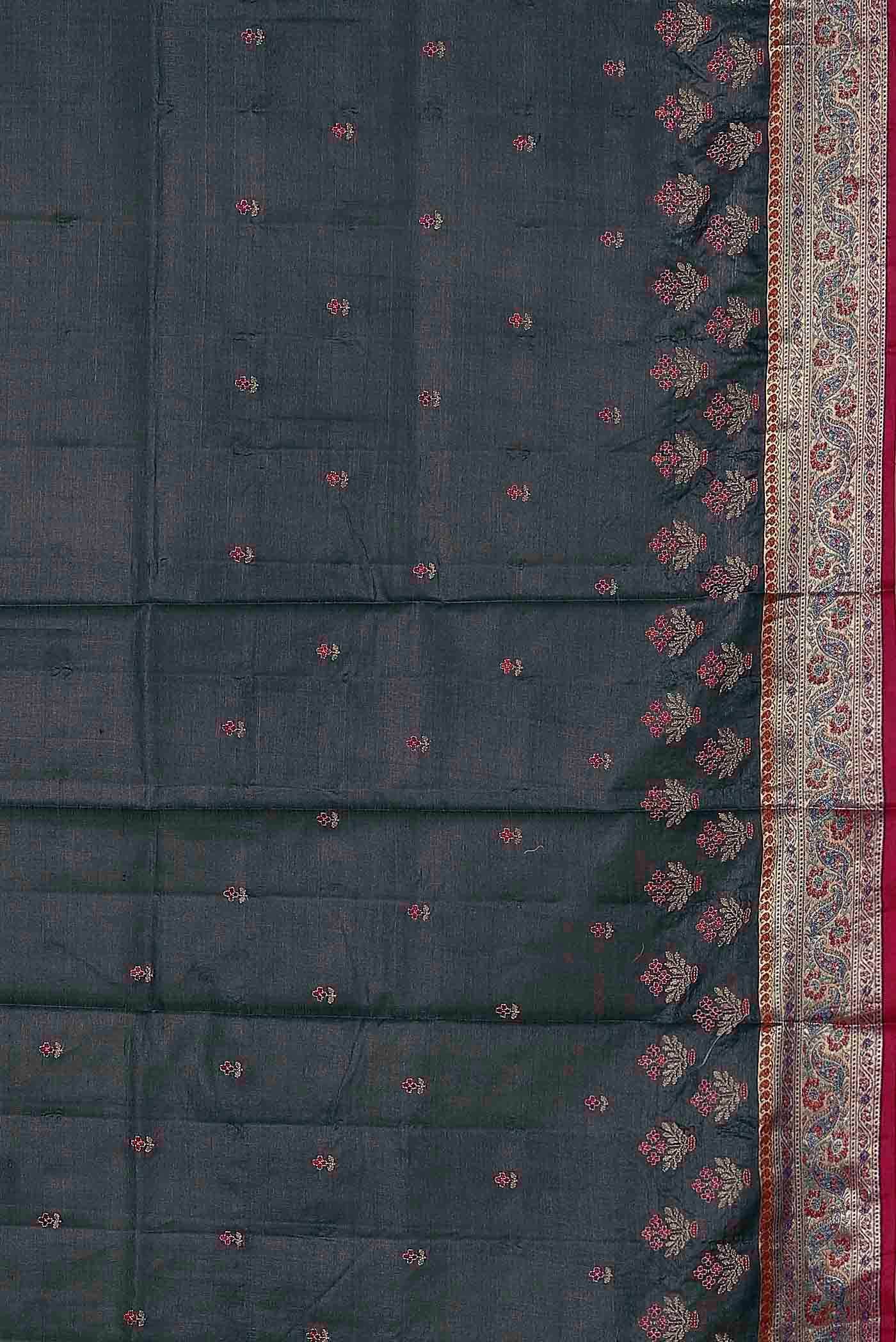 Grey Banarasi Tussar Silk Saree
