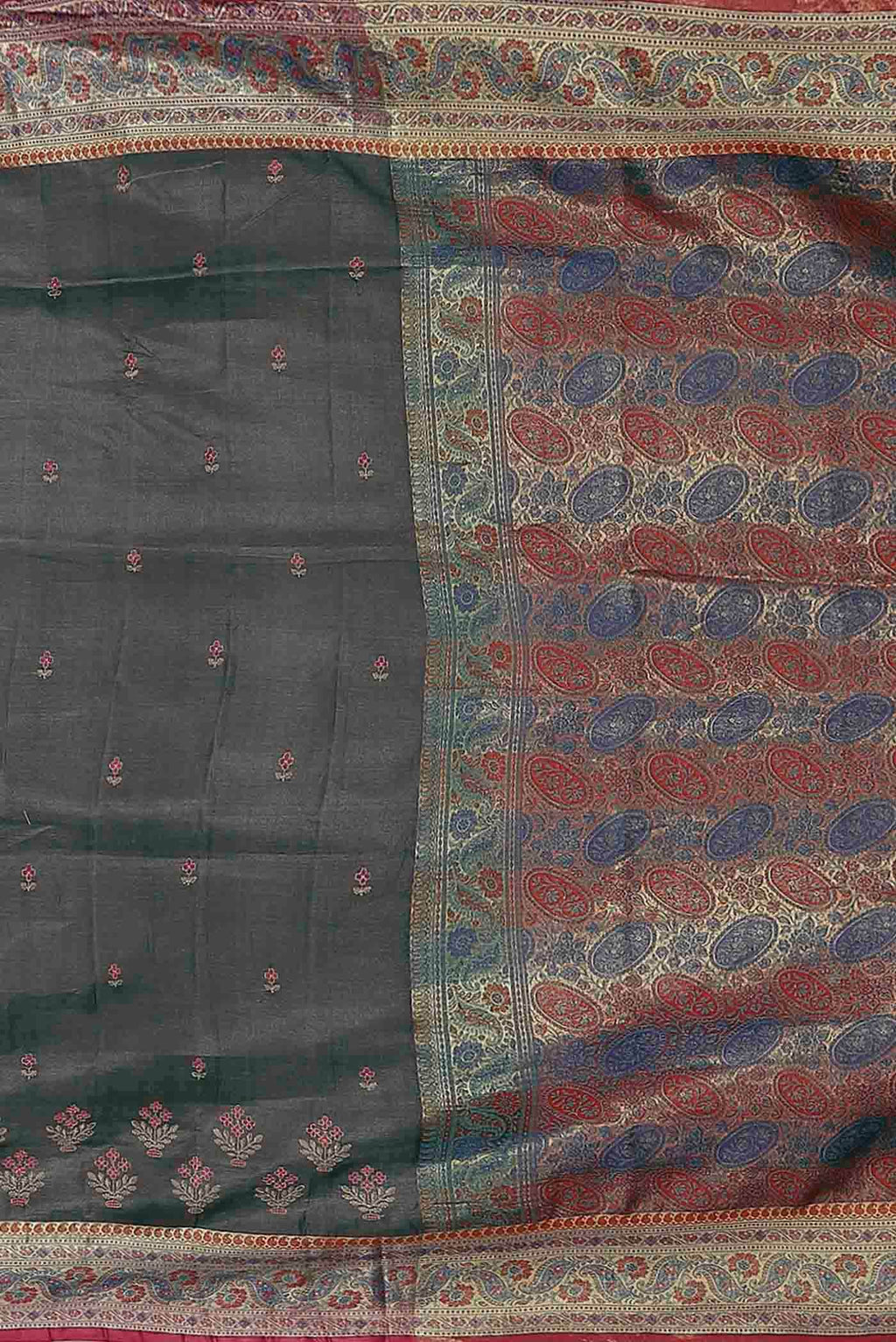 Grey Banarasi Tussar Silk Saree