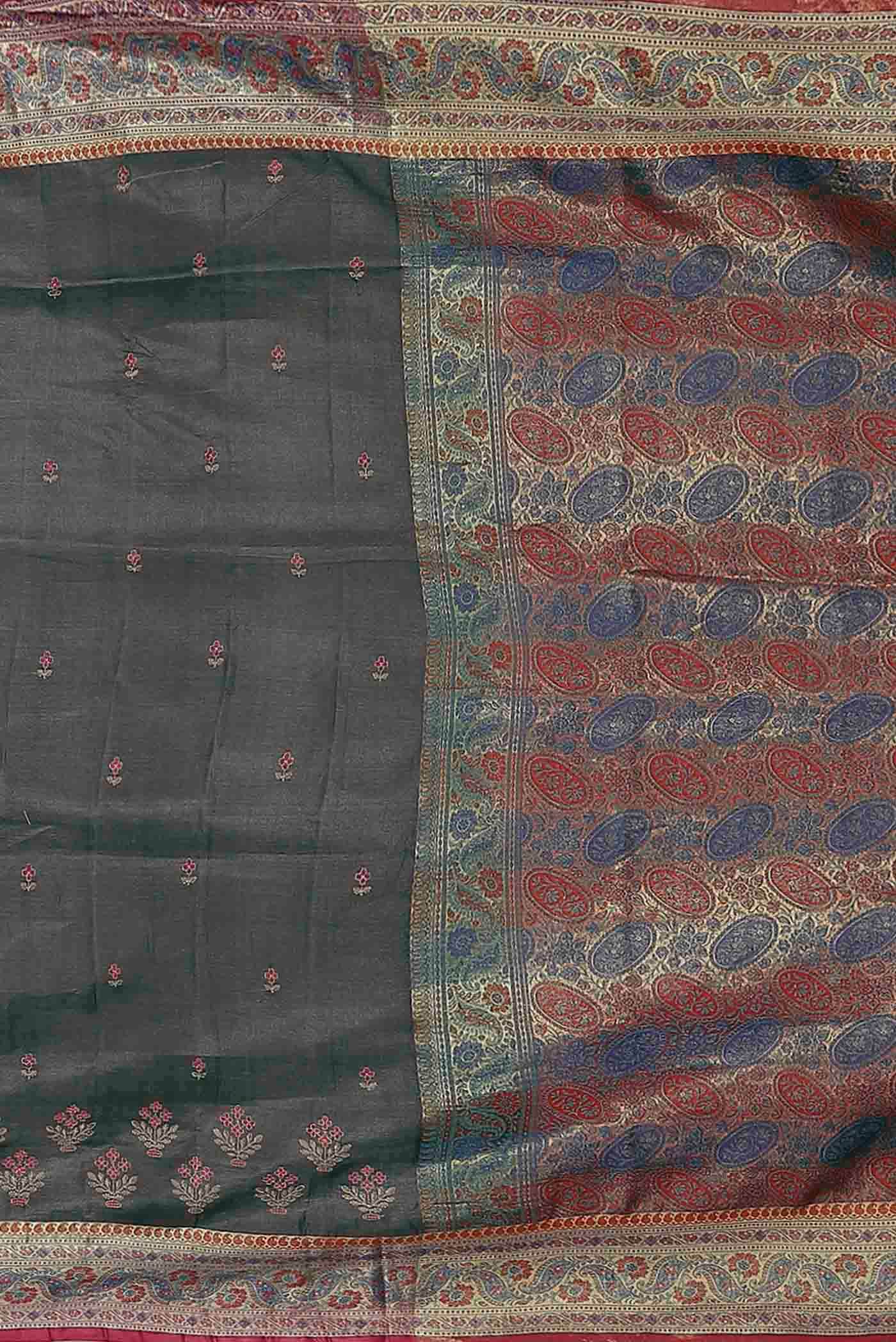 Grey Banarasi Tussar Silk Saree