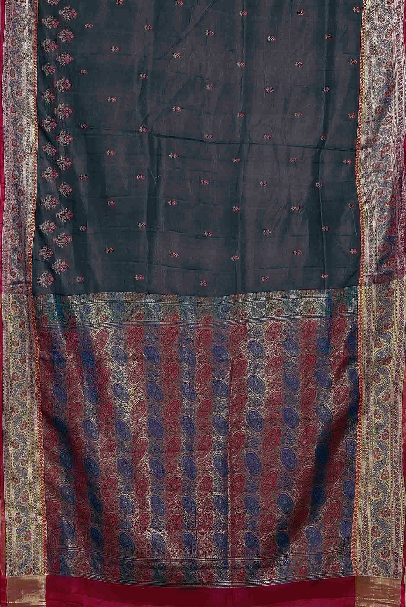 Grey Banarasi Tussar Silk Saree