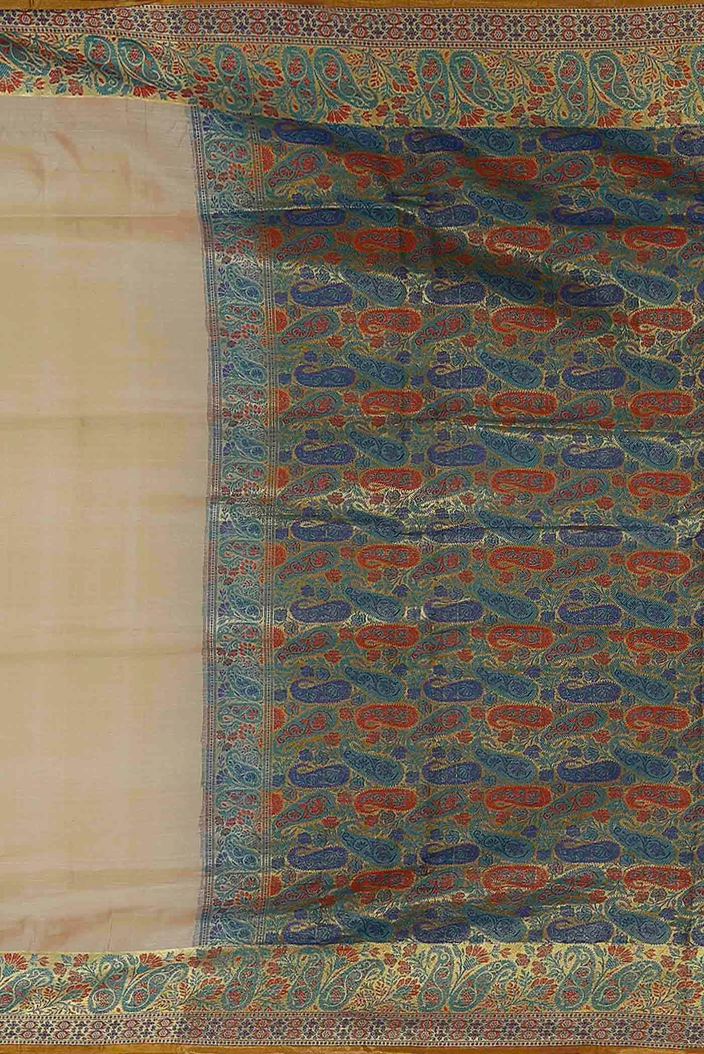 Beige Banarasi Tussar Silk Saree
