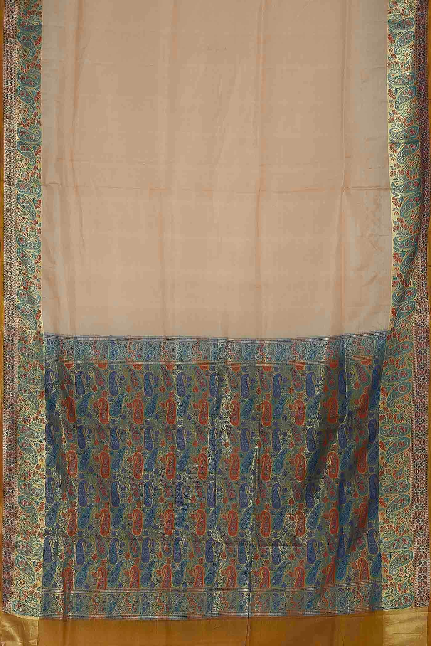 Beige Banarasi Tussar Silk Saree
