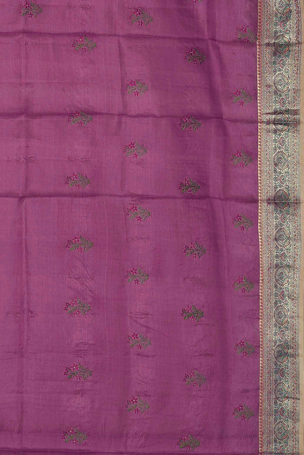 Magenta Banarasi Tussar Silk Saree