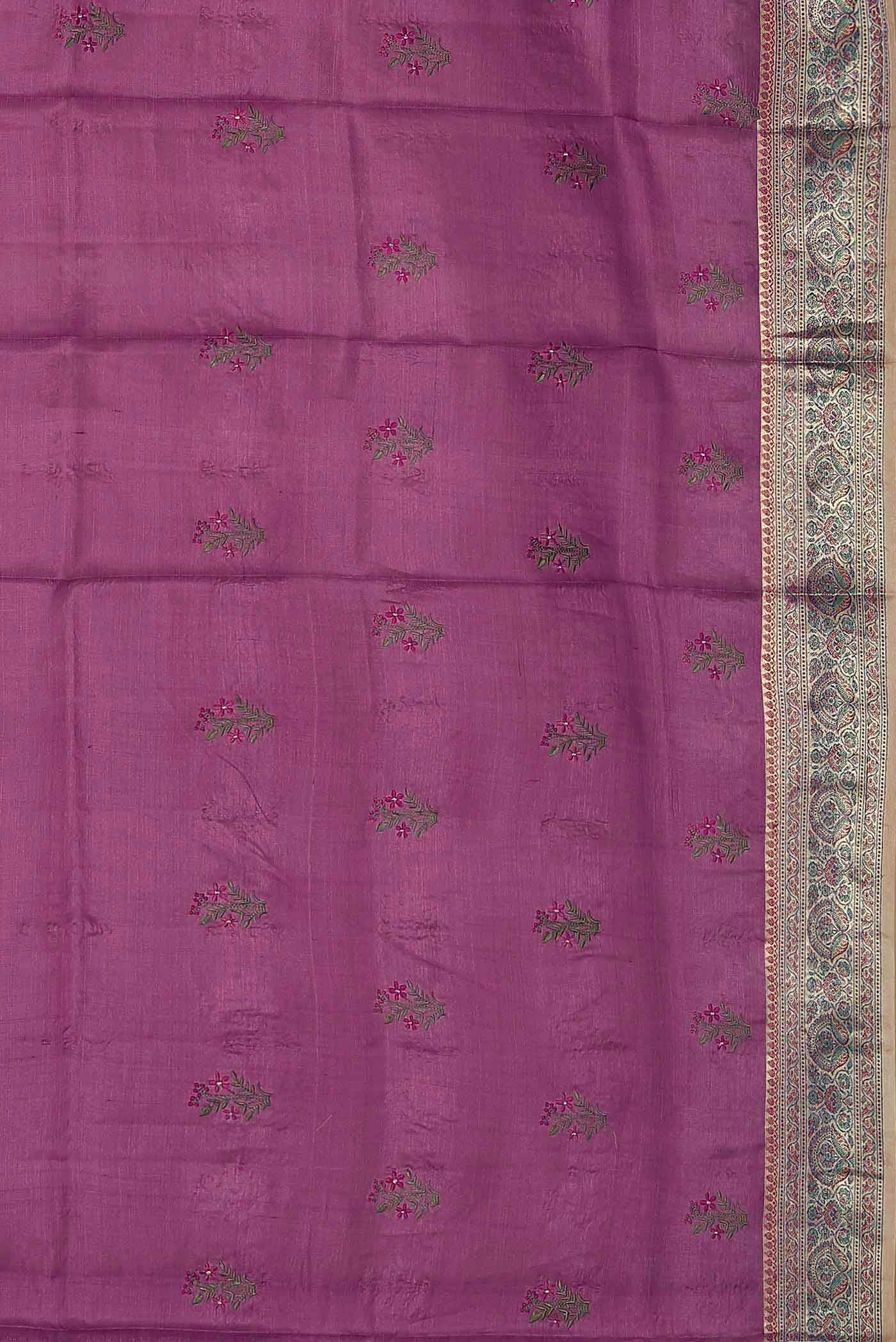 Magenta Banarasi Tussar Silk Saree