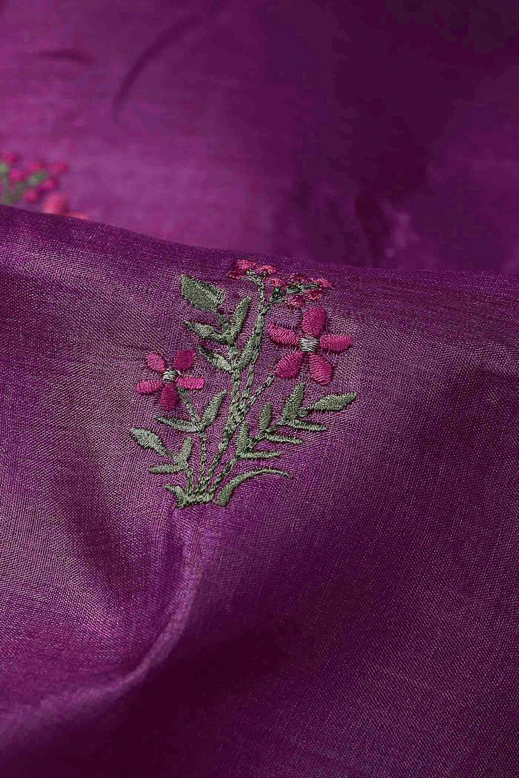 Magenta Banarasi Tussar Silk Saree