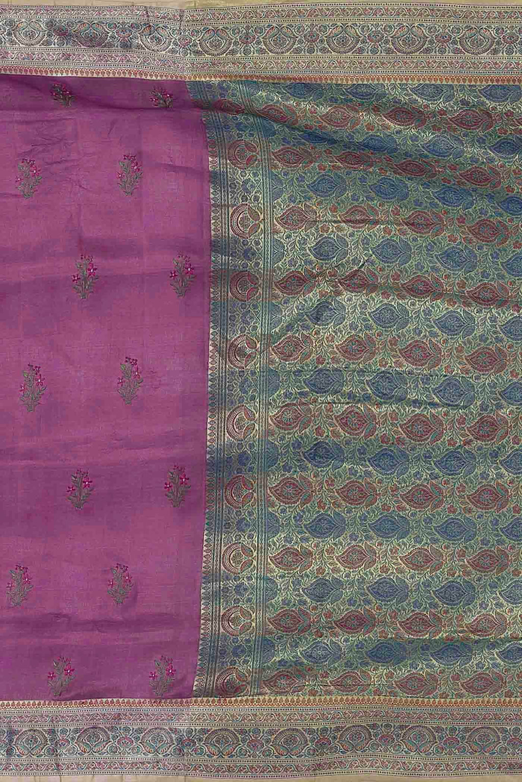 Magenta Banarasi Tussar Silk Saree