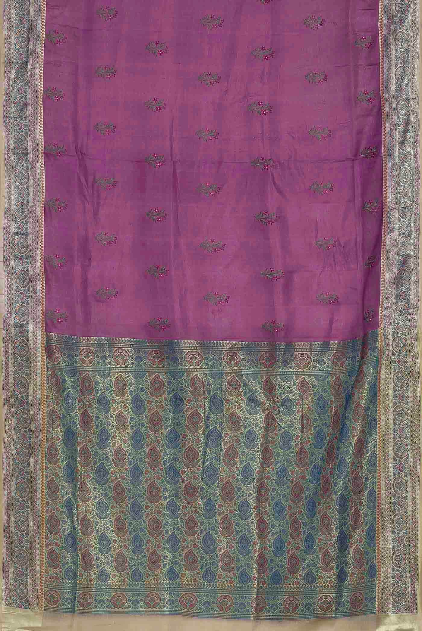 Magenta Banarasi Tussar Silk Saree