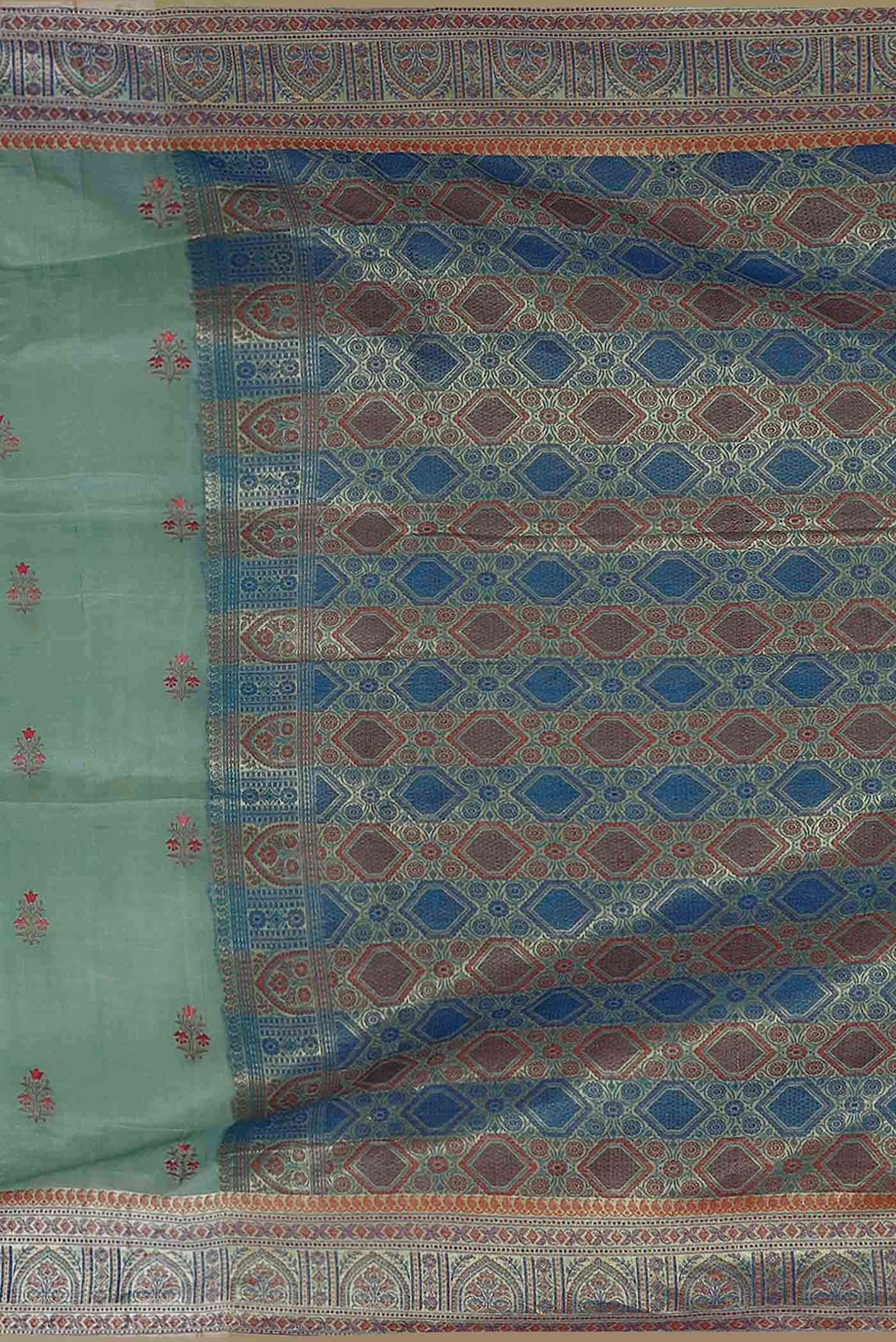 Green Banarasi Tussar Silk Saree