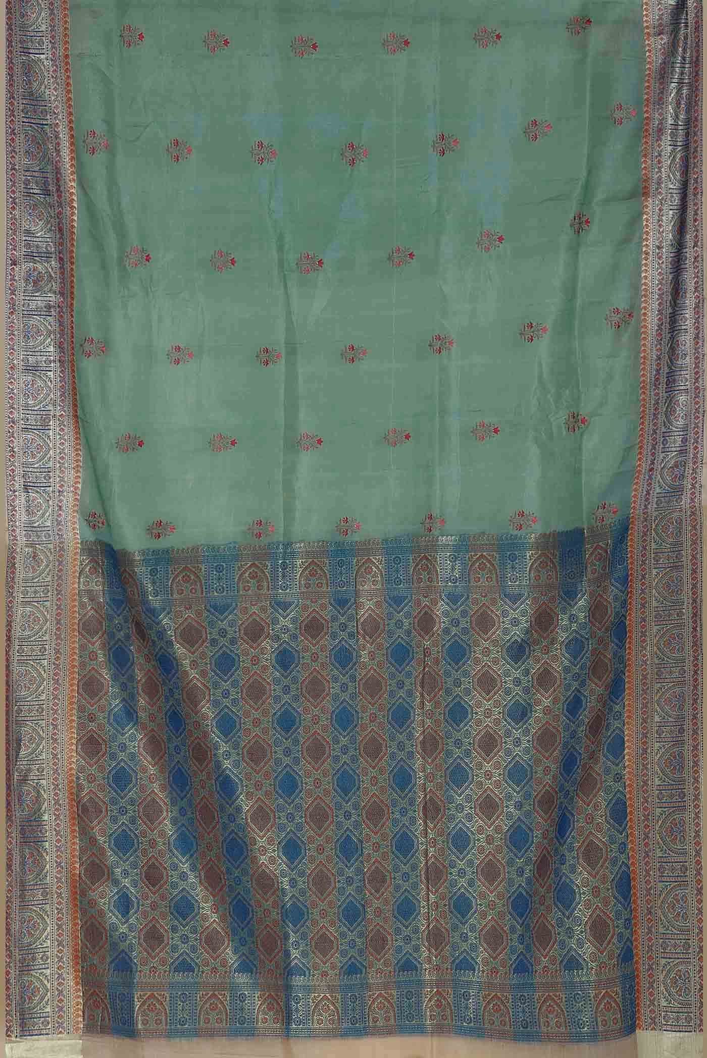 Green Banarasi Tussar Silk Saree