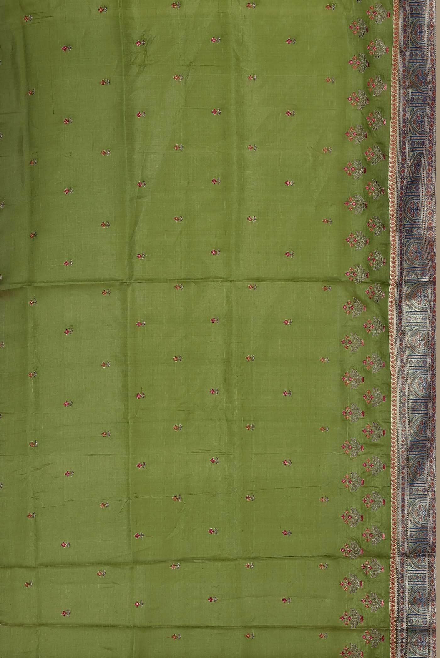 Green Banarasi Tussar Silk Saree