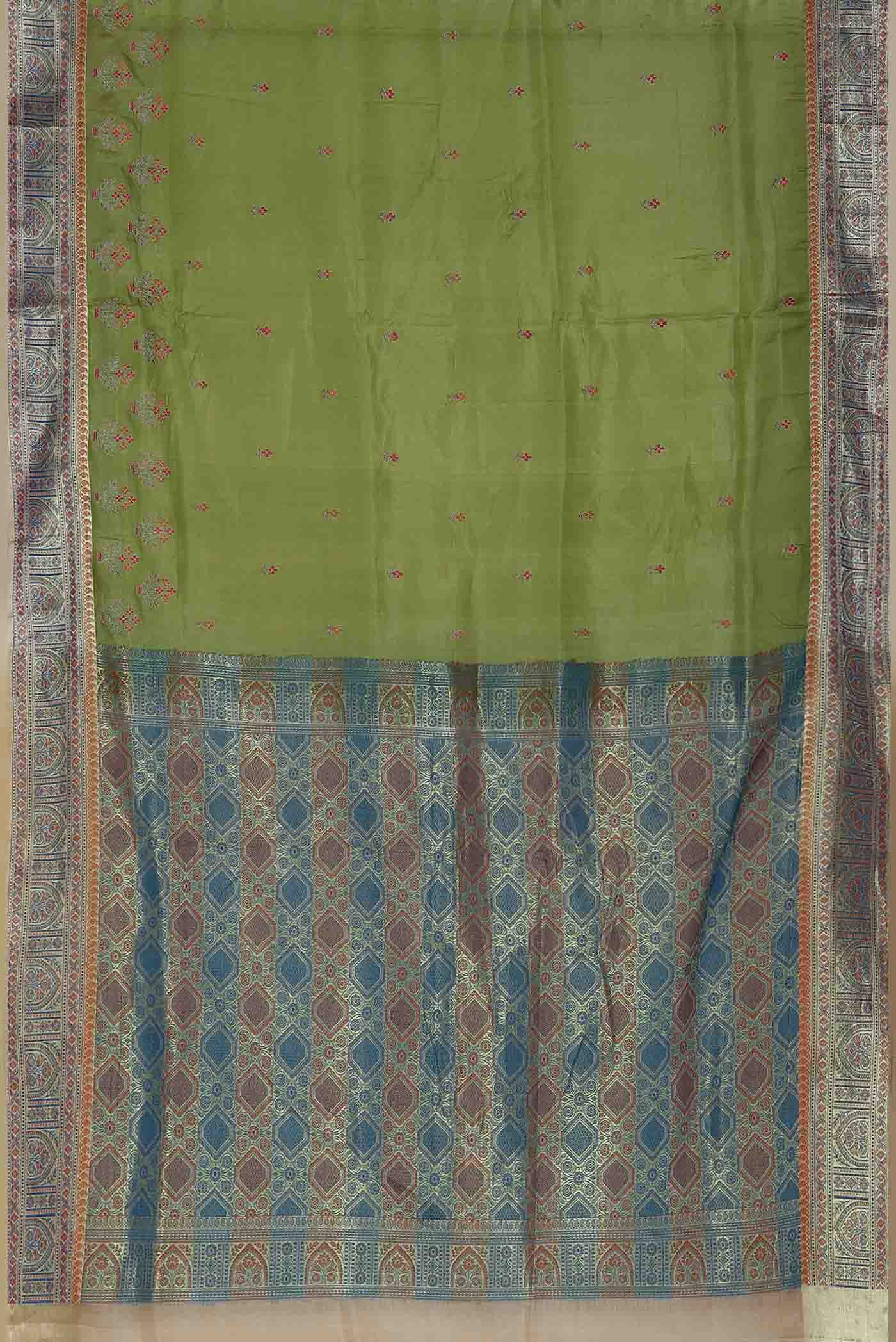 Green Banarasi Tussar Silk Saree