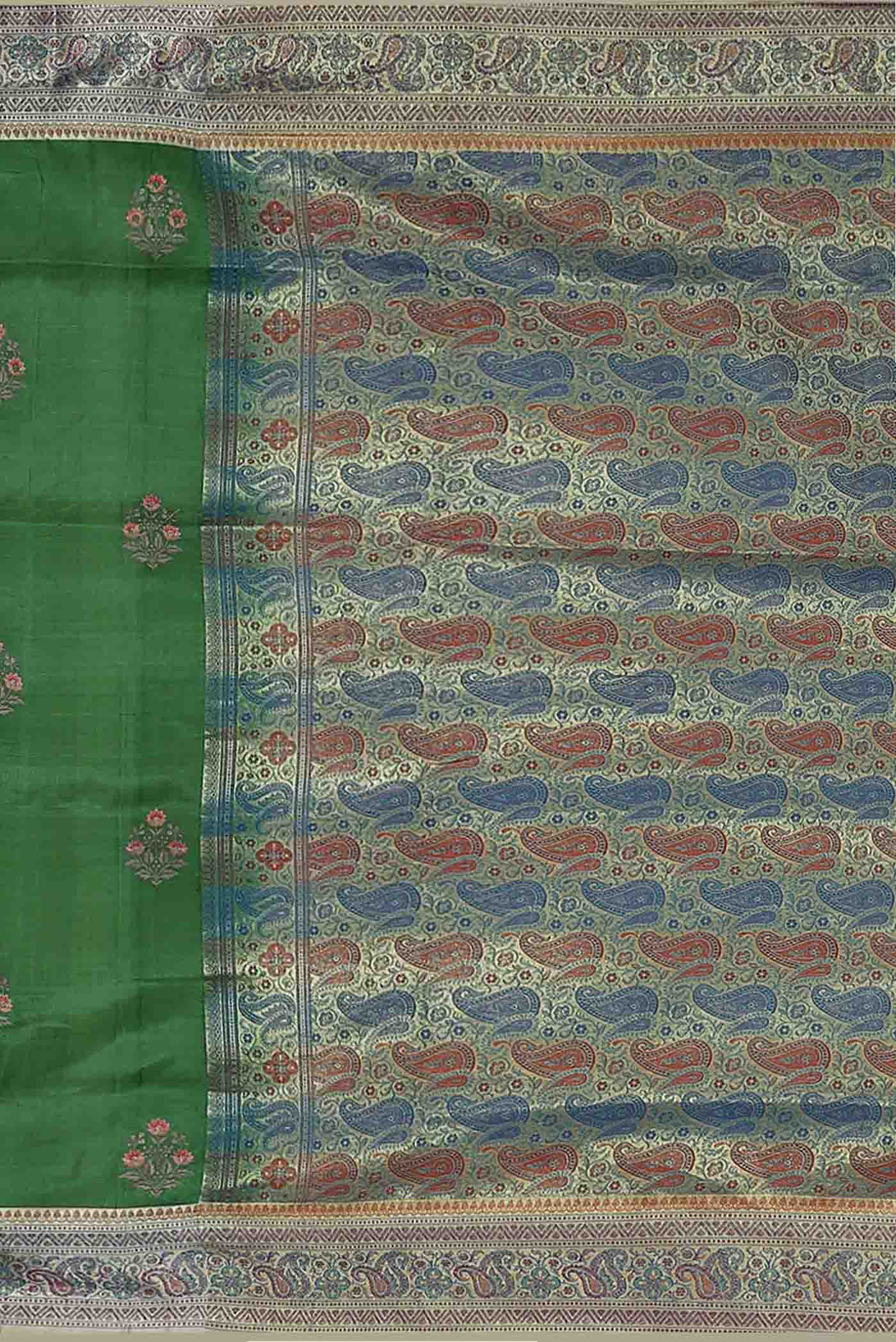 Green Banarasi Tussar Silk Saree