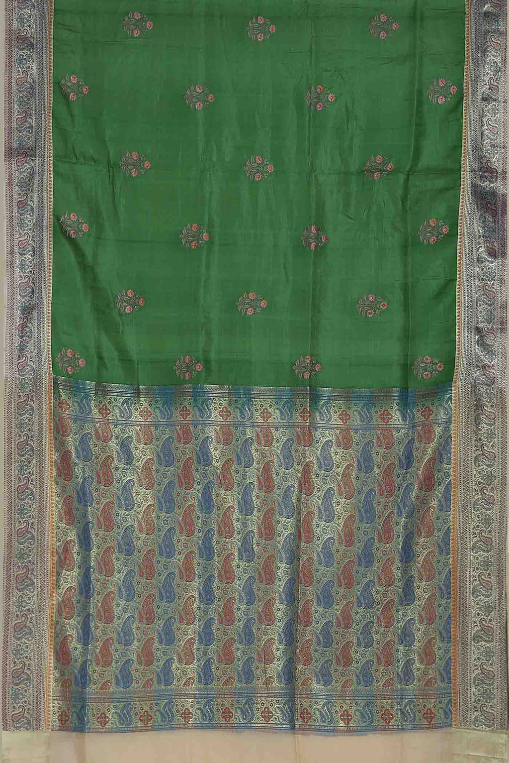 Green Banarasi Tussar Silk Saree